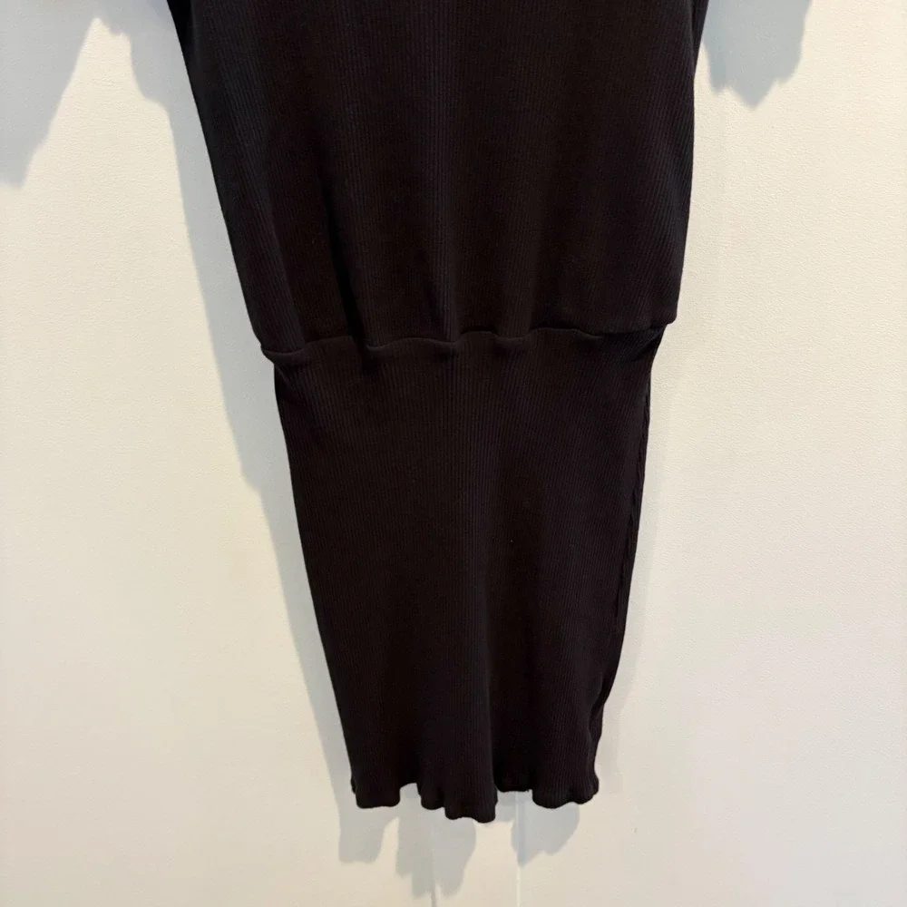 Free People Beach Ribbed Open Back‎ Dress Large Black Swim Cover Up Resort Wear